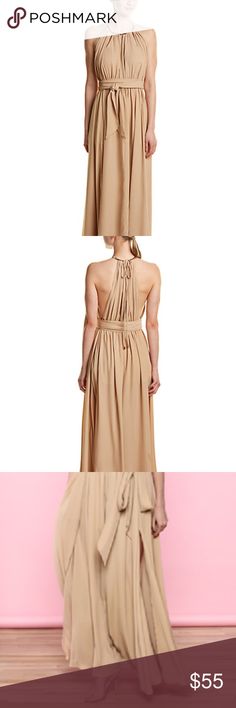 GRACIA Beige Goddess Halter Maxi Dress Brand New, with Tags GRACIA Sexy Goddess Halter Maxi   It retails for $104.00  Size: S  Color: Beige  DETAILS  ·         Color/pattern: beige ·         Approximately 59in from shoulder to hem ·         Model is 5ft 10in ·         Surplice neckline, ·         Necklace-style collar with cutouts and gold-tone hardware, ·         Elasticized waistband with self-tie sash, ·         Side slits at skirt seams, ·         Keyhole back with self-tie closure · Halter Maxi Dress, Surplice Neckline, Halter Maxi, Halter Maxi Dresses, Dress Brands, Color Patterns, Bridesmaid Dresses, Slip On, Maxi Dress