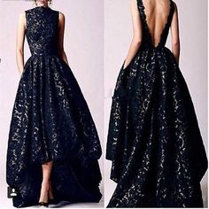 High Low Evening Dresses, Black Lace Evening Dress, Formal Women, Prom Dresses Vintage, Backless Prom Dresses, Black Evening Dresses, Lace Evening Dresses, Black Gown, Dresses Vintage