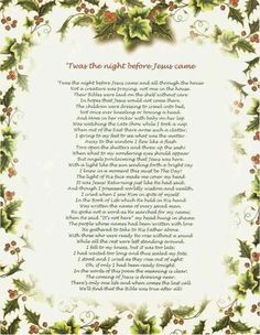 a christmas poem with holly leaves and mists on the border, in white paper