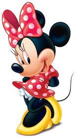 a cartoon minnie mouse with a red bow on her head and yellow ring around it's neck