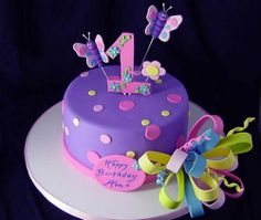 butterfly birthday cake Butterfly First Birthday Cake, Birthday Cake Purple, One Year Birthday Cake, Butterfly First Birthday, Butterfly Birthday Cake, Purple Butterfly Cake, Cake With Cream Cheese Filling, Birthday Cake Pinterest, Girls First Birthday Cake