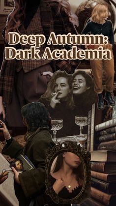 the cover of deep autumn dark academy, with an image of two women looking at each other