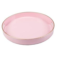 a pink tray with gold rim