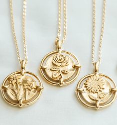 A perfect gift for your mama, your sis, your BFF or yourself! Sunflowers evoke joy and adoration. A bright reminder of the beauty in our world. Flower fact: Sunflowers are actually native to the Americas. Pendant size: 22mm approximately | Adjustable length: 18"  Material: 14K Gold Filled Chain, Gold Plated Pendant Sunflower Jewellery, Bouquet Jewelry, Sunflower Jewelry, Sunflower Pendant, Sunflower Necklace, Jewelry Beads, Zodiac Necklaces, Jewelry Lookbook, Chain Gold