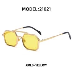 Steampunk Polygon Sunglasses Retro Gold Sunglasses With Glass Lenses, Gold Anti-reflective Sunglasses For Parties, Retro Sunglasses With Tinted Lenses As Gift, Retro Sunglasses With Tinted Lenses For Gift, Retro Sunglasses With Tinted Lenses As A Gift, Yellow Glass Sunglasses For Party, Retro Gold Metal Sunglasses, Trendy Yellow Sunglasses For Party, Gold Tinted Sunglasses For Gift