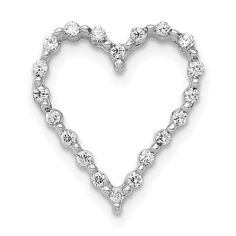 14k White Gold Polished Finish Open Back 1/5-CT Diamond Heart Design Chain Slide Pendant will not fit Omega Chain Heart Chain, Heart Pendant Diamond, Rose Gold Metal, Gold Polish, Fine Jewellery Necklace, Lab Created Diamonds, Diamond Heart, Gold Charm, Diamond Stone