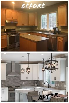 before and after pictures of a kitchen remodel