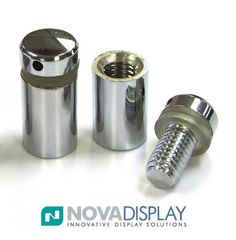 an assortment of stainless steel parts on a white background with the words novadisplay above it