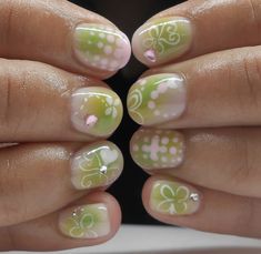 Pretty Gel Nails, Really Cute Nails, Kawaii Nails, Dream Nails, Funky Nails, Cute Nail Designs, Pretty Acrylic Nails, Green Nails, Swag Nails