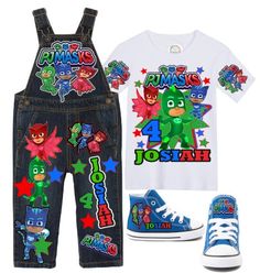 How adorable are these Pj Mask Inspired Overalls?! Perfect for your little ones birthday,photoshoot, or special event! You can choose which items you would like from the drop down menu! Checkout our Other Boy items in our shop under the For the Boys section! WE DO NOT EXCEED PAST SIZE 6 *SHOES ARE NOT INCLUDED* If you are unsure of sizing please scroll to the last photos for our size charts, or visit our size charts here--> https://pinktoesnhairbows.com/pages/size-chart All sales are FINAL, Ship dates can be found directly on the listing, please view our policies in detail here---> https://pinktoesnhairbows.com/pages/policies-terms-conditions Mask Outfit, Overalls Boys, Tutu Dress Costumes, Pj Masks Birthday, Pink Toes, Girls Overalls, Birthday Tutu, Boys Sneakers, Outfits With Hats