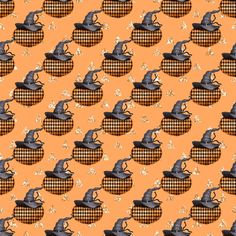 an orange background with black and white cats on it's head, in the shape of a basket