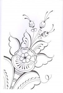 a black and white drawing of some flowers