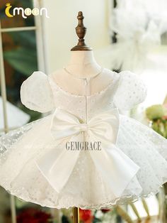 10% off now|Free shipping world-wide. Super Cute White Polka Dot Ballgown Flower Girl Dress with Bubble Sleeves at GemGrace. Click to learn our pro custom-made service for wedding dress, formal dress. View #FlowerGirlDresses for more ideas. White Polka Dot, Unique Style