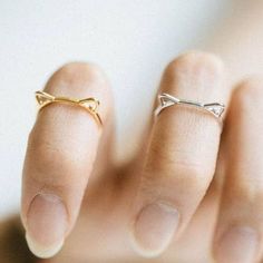 Cut Cat Ear Ring - Gold and Silver - Rosa Vila Jewelry - 1 Teen Ring, Whimsical Ring, Silver Cat Ring, Delicate Gold Ring, Topaz Engagement Ring, Cat Ring, Animal Rings, Cat Ear, Gold Ring Sets