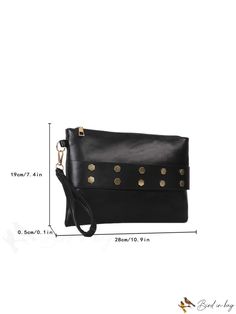 BirdinBag - Square Studded Decor Bag Trendy Shoulder Bag With Snap Closure, Trendy Bags With Snap Closure For Errands, Chic Pouch Shoulder Bag With Snap Closure, Chic Bag With Snap Closure For Errands, Chic Shoulder Bag Pouch With Snap Closure, Large Capacity Fashion Clutch, Trendy Rectangular Bag With Snap Closure, Large Capacity Clutch Bag For Errands, Large Capacity Clutch For Errands