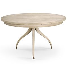 a round table with four legs and a wooden top, on an isolated white background