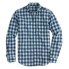 J.Crew - Lightweight shirt in aqua gingham Dapper Style, Our Secret, Gingham Shirt, Wedding Shirts, J Crew Men, Fashion Deals, Chambray Shirt, Tailored Suits, Hottest Trends