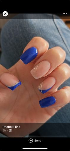 Sapphire Blue Nails Design, Cute Hoco Nail Designs, Hoco Nails Royal Blue Dress, Navy Blue Wedding Nails Short, Cute Blue Hoco Nails, Royal Blue Toenails, Airforce Nails Designs Air Force, Royal Blue Western Nails, Blue Hoco Nails Acrylic