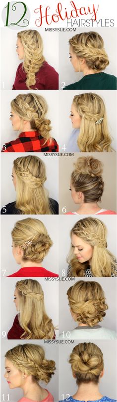 12 Holiday Hairstyles Cute Holiday Hairstyles, Hair Dues, Thanksgiving Hairstyles, Nice Hairstyles, Work Hair, Fancy Hair, Everyday Hair, Formal Hair, Beautiful Hairstyle