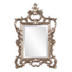 an ornate gold framed mirror on a white background with clipping for text or image