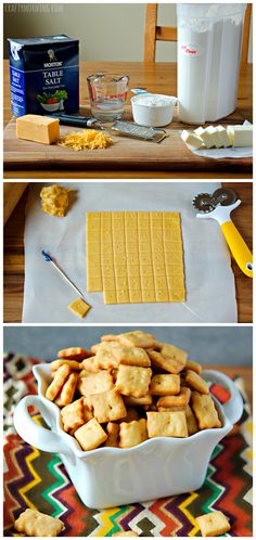 the ingredients to make cheese crackers are shown