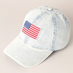 American Flag Patch Denim Baseball Hat -Casual Denim Baseball Cap - 6 Panel Baseball Cap - 100% Cotton *One Size Fits All - Adjustable strap makes fit comfortable