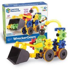 the building blocks set is designed to look like a construction vehicle with gears and wheels