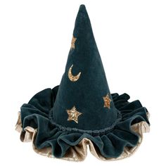 Pointed Blue Wizard Hat Halloween Hat, Gold Glitter Stars, Fantasy Life, Witch Hats, Halloween Witch Hat, Halloween Hats, Food Accessories, Meri Meri, Boy Accessories