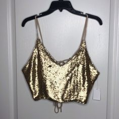 Nbw. Message For Information. Gold Crop Top For Summer, Tops Gold, Gold Sequin Top, Gold Sequin, Sequin Top, Charlotte Russe, Sequin, Womens Tops, Women Shopping