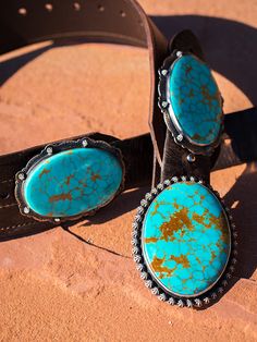 My love for old leather began when I moved out West. I search the world over, through barns saddle shops and ranches, for old retired saddle leather. This leather is the backdrop for my "Wild West" vintage leather belts! Shown here with perfect Kingman Turquoise oval concho, on 3 inch wide vintage leather. These look amazing with any of our Mas Grande Turquoise buckles. These belts sport two conchos measuring around three inches each! Buckles are sold separately. Some of this leather is over 100 Southwestern Leather Belt Buckles For Western-themed Events, Rustic Leather Belt Buckles For Ranch, Southwestern Style Leather Belt With Antique Buckle, Vintage Leather Belts For Ranch, Rustic Belts With Antique Buckle For Western-themed Events, Vintage Belt Buckles For Western-themed Events, Vintage Leather Belt Buckles For Western-themed Events, Rustic Belt With Antique Buckle For Western-themed Events, Vintage Leather Belts For Western-themed Events