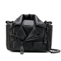 Brand New Leather Crossbody Bag For Streetwear, Black Leather Shoulder Bag For Streetwear, Black Leather Bag For Streetwear, Black Leather Streetwear Shoulder Bag, Trendy Leather Shoulder Bag For Streetwear, Leather Shoulder Bag For Streetwear With Zipper, Luxury Leather Bags For Streetwear, Biker Jacket Women, Moschino Bags