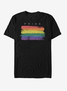 Pride Cotton Crew Neck T-shirt, Cotton Crew Neck T-shirt For Pride, Pride Graphic Cotton T-shirt, Pre-shrunk Crew Neck T-shirt For Pride, Pride Screen Print Crew Neck T-shirt, Black Screen Print T-shirt For Pride, Pride Graphic Tee With Screen Print, Pride Stuff, Rainbow T Shirt