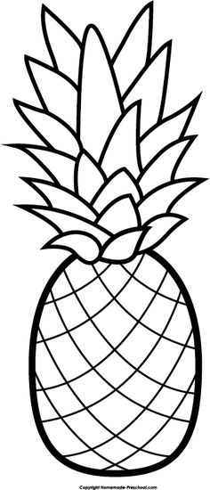 a black and white drawing of a pineapple