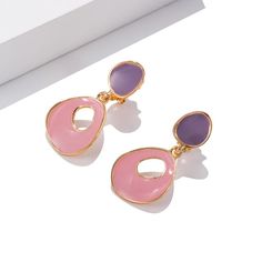 Fashion Earrings-New Design Sweet Enamel Clip On Earring Irregular Geometric Oval Round Ear Clips No Pierced for Women Jewelry Elegant PendientesModel Number:4000710076780 Trendy Pink Teardrop Earrings, Clip On Earring, Ear Clips, Earring Trends, Women Earrings, Womens Glasses, Black Heart, Mens Glasses, Women Set