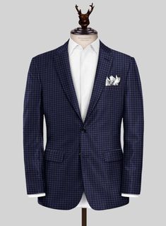 Step into a realm where luxury and legacy seamlessly unite with our Noble Silk Navy Blue Houndstooth Jacket - a true sartorial gem for the discerning gentleman. Expertly crafted from premium 100% silk. Its blue navy shade, adorned with the timeless houndstooth pattern, creates a visual harmony of sophisticated and understated style. It's not just a piece of clothing; it's an investment in superior quality and a luxurious experience with every wear. Versatile enough for various occasions, from th Luxury Business Sport Coat Tailored Fit, Luxury Custom Fit Sport Coat For Business, Luxury Silk Outerwear For Business, Elegant Fitted Houndstooth Sport Coat, Elegant Houndstooth Outerwear For Tailoring, Blue Silk Blazer, Luxury Houndstooth Long Sleeve Blazer, Luxury Long-sleeve Houndstooth Blazer, Elegant Houndstooth Blazer For Business Casual