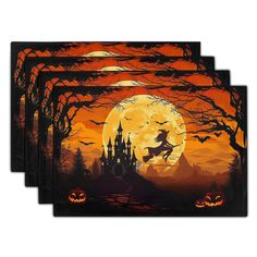 halloween scene with pumpkins and castle in the background