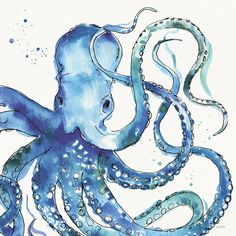 an octopus is painted in watercolor on paper