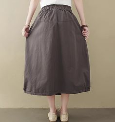 Details: Item Type: Cotton Linen A-Line Skirt Gender: Women Material: Cotton and Linen Season: Summer Pattern: Solid Style: Casual, Loose, Retro Waist Type: High & Elastic Waist One Size Waist: 66- 98 cm/ 25.98- 38.58 " Length: 72 cm/ 28.35 " Hip: 150 cm/ 59.06 " Summer Pattern, Vest Shirt, Summer Patterns, Short Jumpsuit, Linen Dresses, Summer Cotton, Color Khaki, A Line Skirt, Dress Accessories