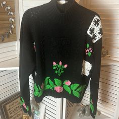 Excellent Nwt Condition Pit To Pit 24 Length 22 39 Spring Black Cable Knit Sweater, Black Cable Knit Tops For Spring, Spring Black Cable Knit Top, Spring Black Knit Sweater, Green Turtleneck Sweater, Knit Cropped Sweater, Wool Cowl, Spring Maternity, Green Turtleneck