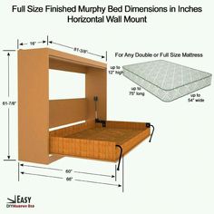 an image of a bed with measurements for it