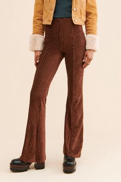 Rent Slim Pull-On Velvet Flare Pants from Nuuly. Pick 6 items for $98/month. Free shipping + returns. Strapless Denim Dress, Velvet Flare Pants, Fall Attire, Velvet Flares, Stylish Work Attire, Velvet Pants, Work Attire, Fall Looks, Stripes Design