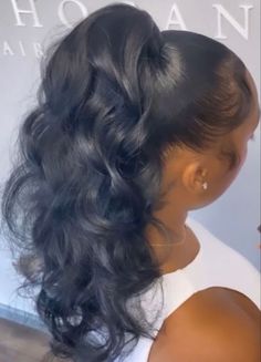 Natural Short Ponytail Hairstyles For Black Women, Prom Styles For Black Women, Black Women Ponytail Hairstyles, Short Ponytail Hairstyles, High Ponytail Hairstyles, Sleek Ponytail Hairstyles, Wavy Ponytail, Black Ponytail Hairstyles, Quick Weave Hairstyles