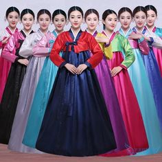 A hanbok is a traditional dress worn in Korea for formal and semi-formal occasions. This clothing style originated during the Joseon dynasty period by the upper class. This affordable high-quality costume dress is great for a Cosplay or multi-cultural event. Available in a wide array of colors! We're sure you'll find the perfect color combination to suit you. Material: Cotton/Polyester Disclaimer:Colors may vary slightly due to monitor display settings.Dresses are manually measured and there may Dress Style Names, Traditional Korean Clothing, Kimono Traditional, Korea Dress, Casual Attire For Women, Korean Traditional Dress, Island Outfit, Dress Name, Korean Hanbok