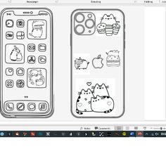 an image of a cell phone being drawn on the computer screen with other drawings below it