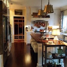 the kitchen is clean and ready to be used as a dining room or living room