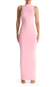 Made from soft, buttery fabric, this curve-skimming dress is a contemporary-chic standout. 61 1/2" length (size Small) Slips on over head Funnel neck Sleeveless, with cutaway shoulders 92% viscose, 8% spandex Hand wash, line dry Imported Pink Stretch Sleeveless Slip Dress, Pink Stretch Bodycon Dress With Straight Neckline, Pink Sleeveless Bodycon Dress With Ruched Back, Pink Sleeveless Viscose Dress, Pink Non-stretch Sleeveless Dress, Summer Wardrobe Essentials, Contemporary Chic, Wedding Guest Shoes, Sports Blazer