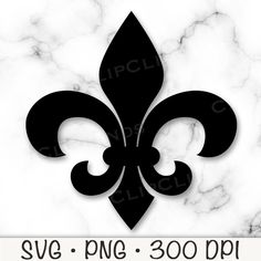 a black and white fleur de lis decal on a marble background with the words svve png - 300 dpi