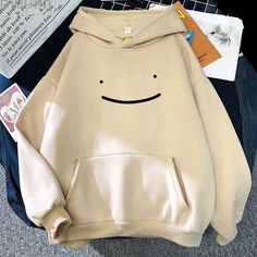 SMILEY HOODIE - Urban Shoes Aesthetic Oversized Hoodie, Kawaii Clothes Anime, Harajuku Sweatshirt, Sweatshirts Men, Straight Clothes, Women Aesthetic, Face Aesthetic, Sleeves Clothing, 90s Grunge