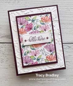 a close up of a greeting card with flowers on it and the words hello there