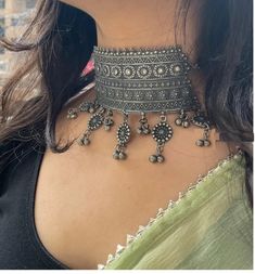 Beautiful Personality, Indian Accessories, Oxidised Silver Jewelry, Choker Black, Fancy Jewellery Designs, Silver Jewellery Indian, New Delhi India, Indian Jewellery Design Earrings, Indian Jewellery Design